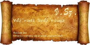Váradi Szíriusz névjegykártya