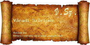 Váradi Szíriusz névjegykártya